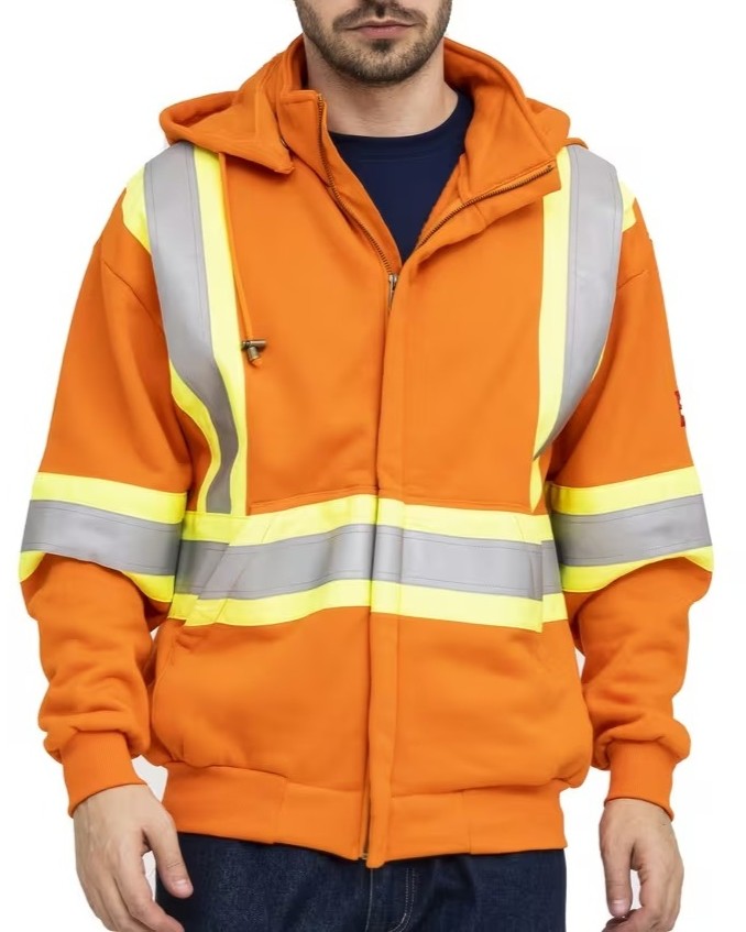 Men’s Orange Hi-Vis Hooded Work Jacket